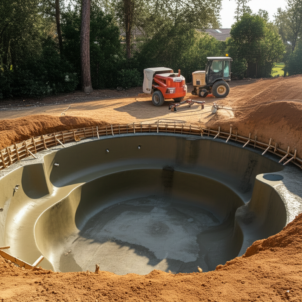 &ndash; Generate a high-quality, relevant image prompt for: Pool Build Time: Stunningly Fast Projects
&ndash; d