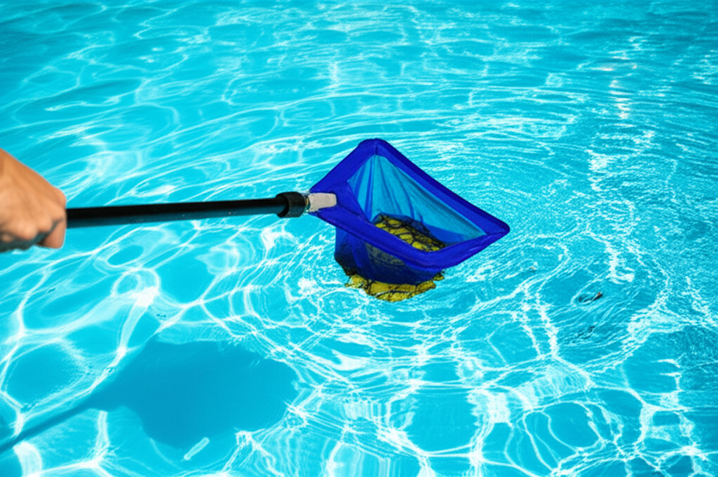 &ndash; Generate a high-quality, relevant image prompt for: Pool Skimming: Ultimate Guide to Crystal Clear