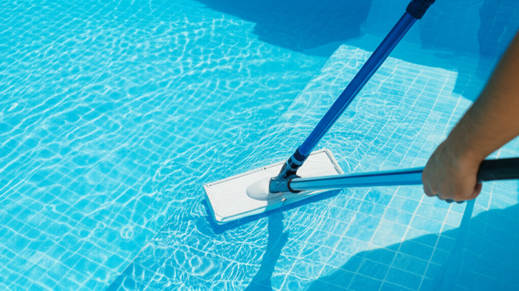 &ndash; Generate a high-quality, relevant image prompt for: Pool Vacuuming: Easy Guide for a Pristine Pool