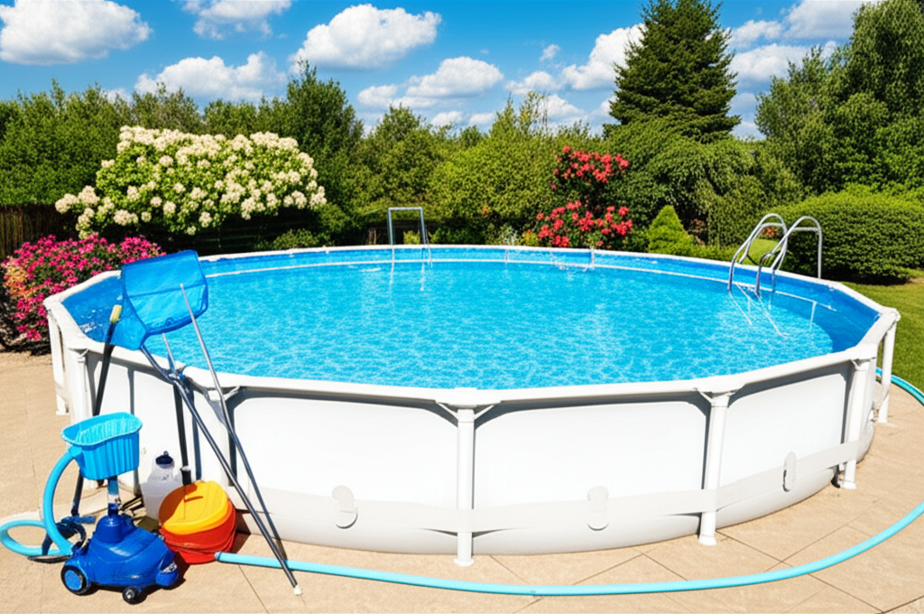 – Generate a high-quality, relevant image prompt for: Above Ground Pool: Ultimate Easy Care Tips
–