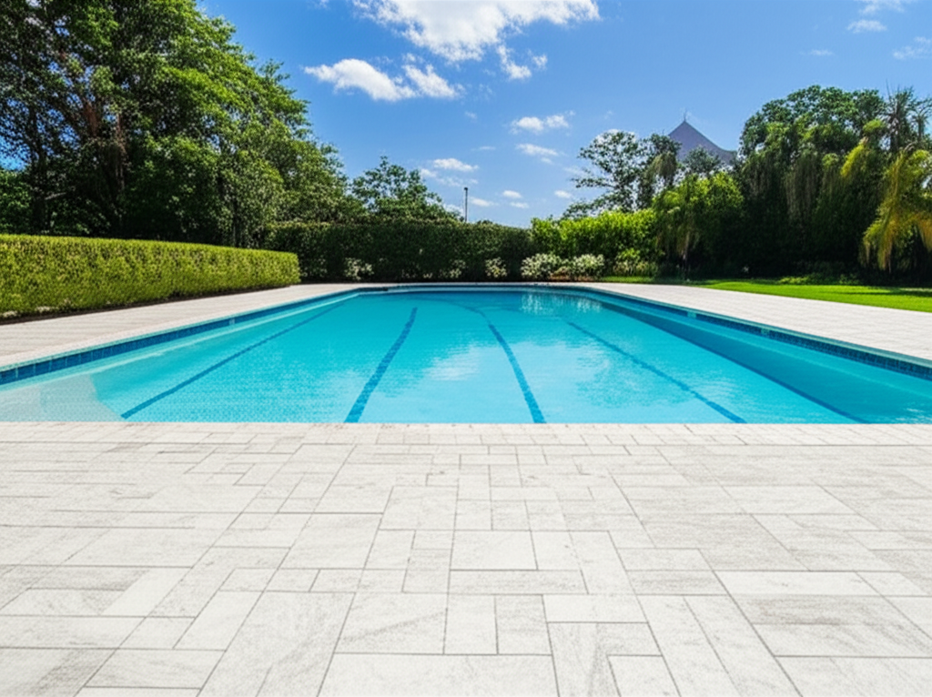 – Generate a high-quality, relevant image prompt for: Pool Deck: Stunning Cleaning Made Effortless