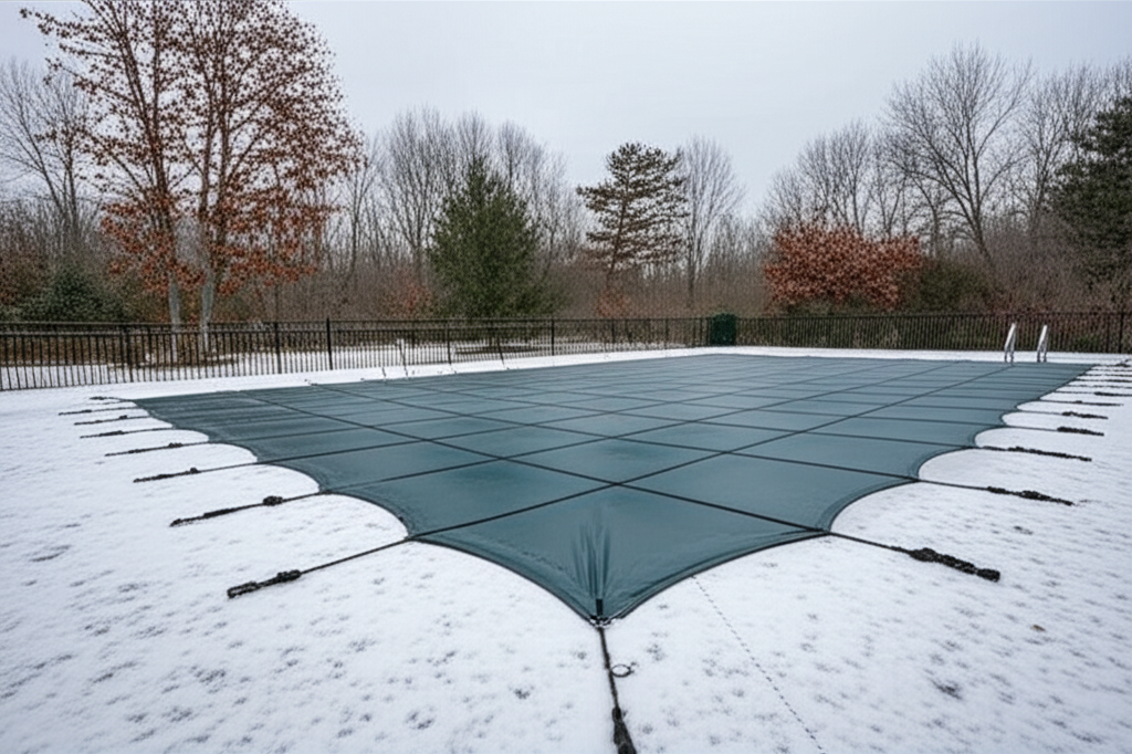 – Generate a high-quality, relevant image prompt for: Winter Pool Care: Ultimate Easy Checklist
– d