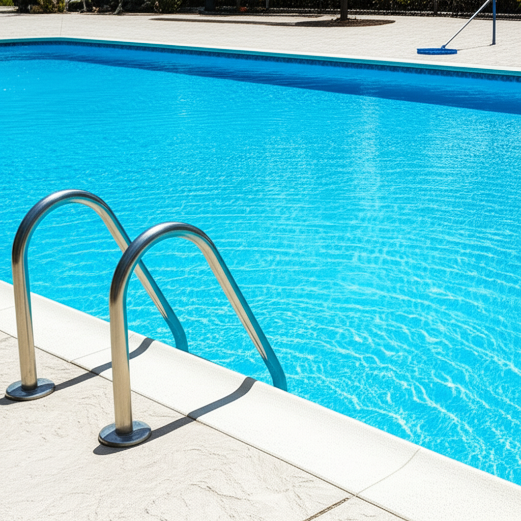 – Generate a high-quality, relevant image prompt for: Pool Ladders: Stunning Cleaning & Care Tips
–