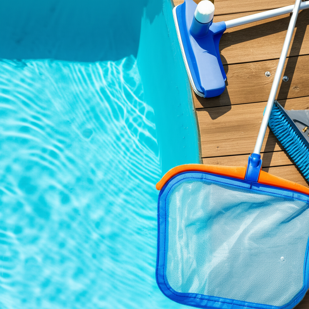 – Generate a high-quality, relevant image prompt for: Green Pool Care: Ultimate & Effortless Solutio