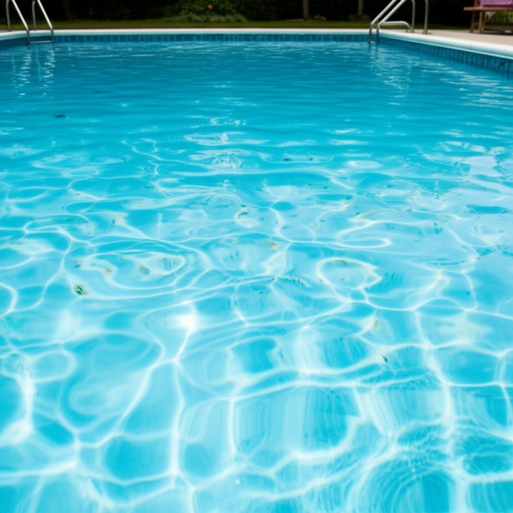 – Generate a high-quality, relevant image prompt for: Cloudy Water: Effortless Pool Clarifier Breakt