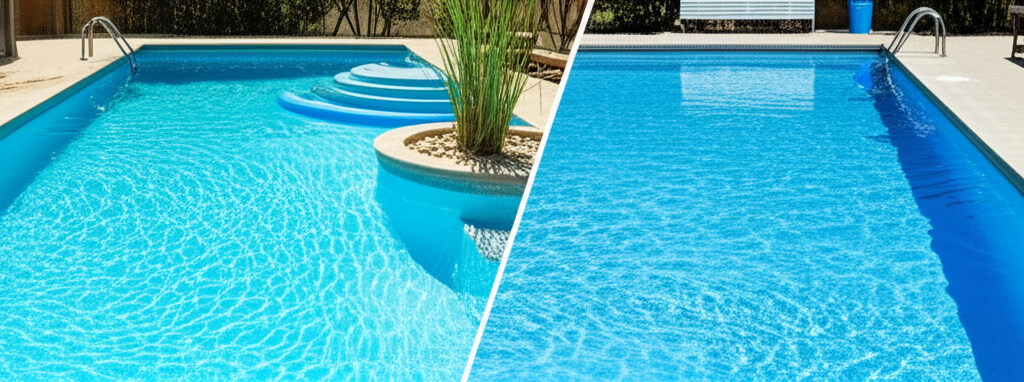 – Generate a high-quality, relevant image prompt for: Chlorine: Ultimate Organic vs. Inorganic Pool