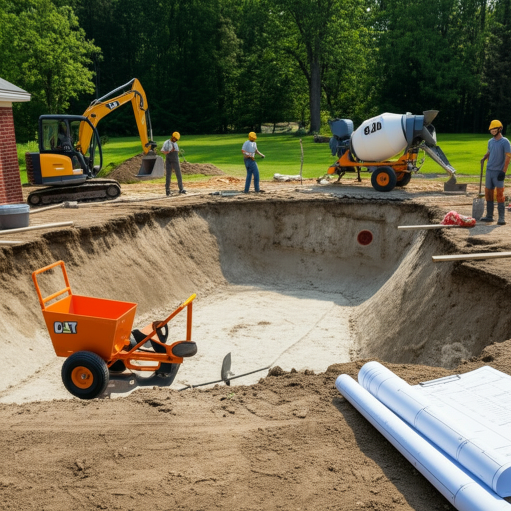 – Generate a high-quality, relevant image prompt for: Building a Pool: Ultimate Guide to Effortless