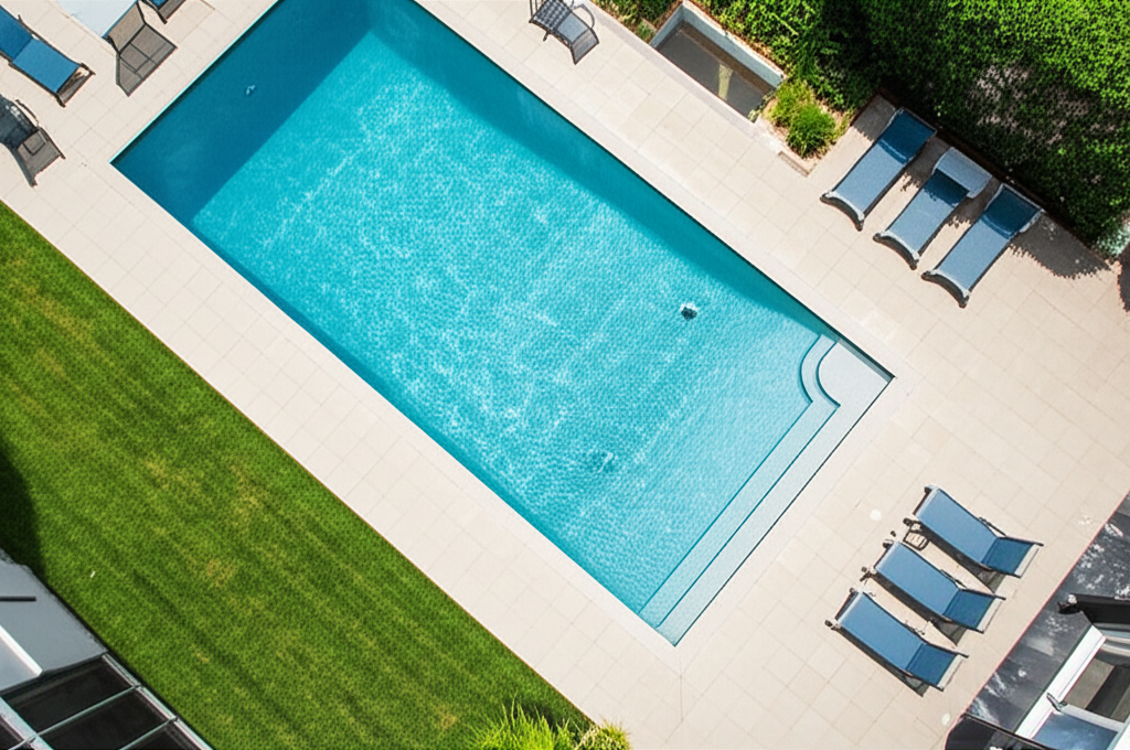 – Generate a high-quality, relevant image prompt for: Modern Pool: Best Stunning Geometric Designs