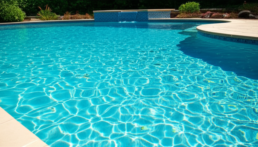 – Generate a high-quality, relevant image prompt for: Pebble Finish: Stunning & Exclusive Pool Optio