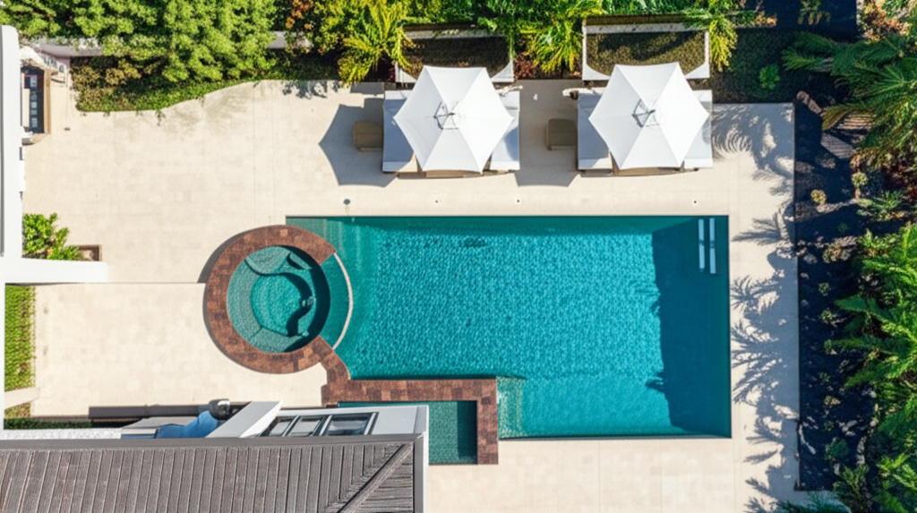 &ndash; Generate a high-quality, relevant image prompt for: Integrated Spa: Ultimate Luxury Pool Addition