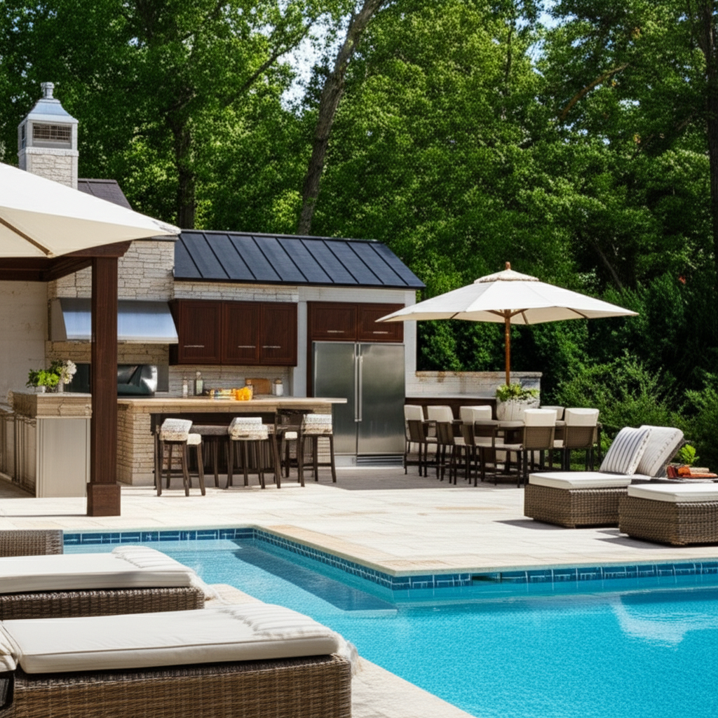 – Generate a high-quality, relevant image prompt for: Outdoor Living: Ultimate Poolside Kitchens
–