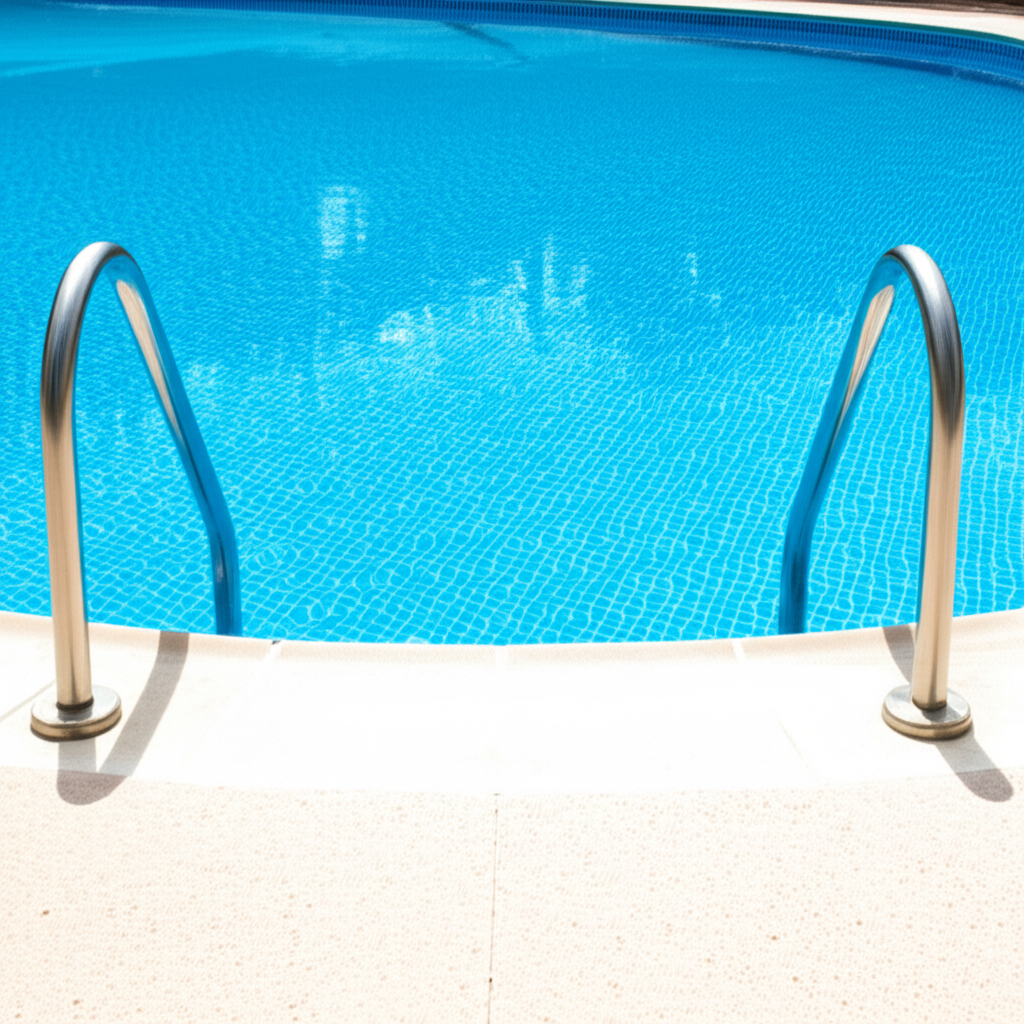 – Generate a high-quality, relevant image prompt for: Pool Ladders: Safe & Effortless In-Pool Entry