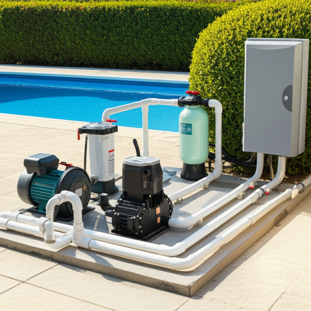&ndash; Generate a high-quality, relevant image prompt for: Pool Equipment Pad: Ultimate, Easy Setup
&ndash; do