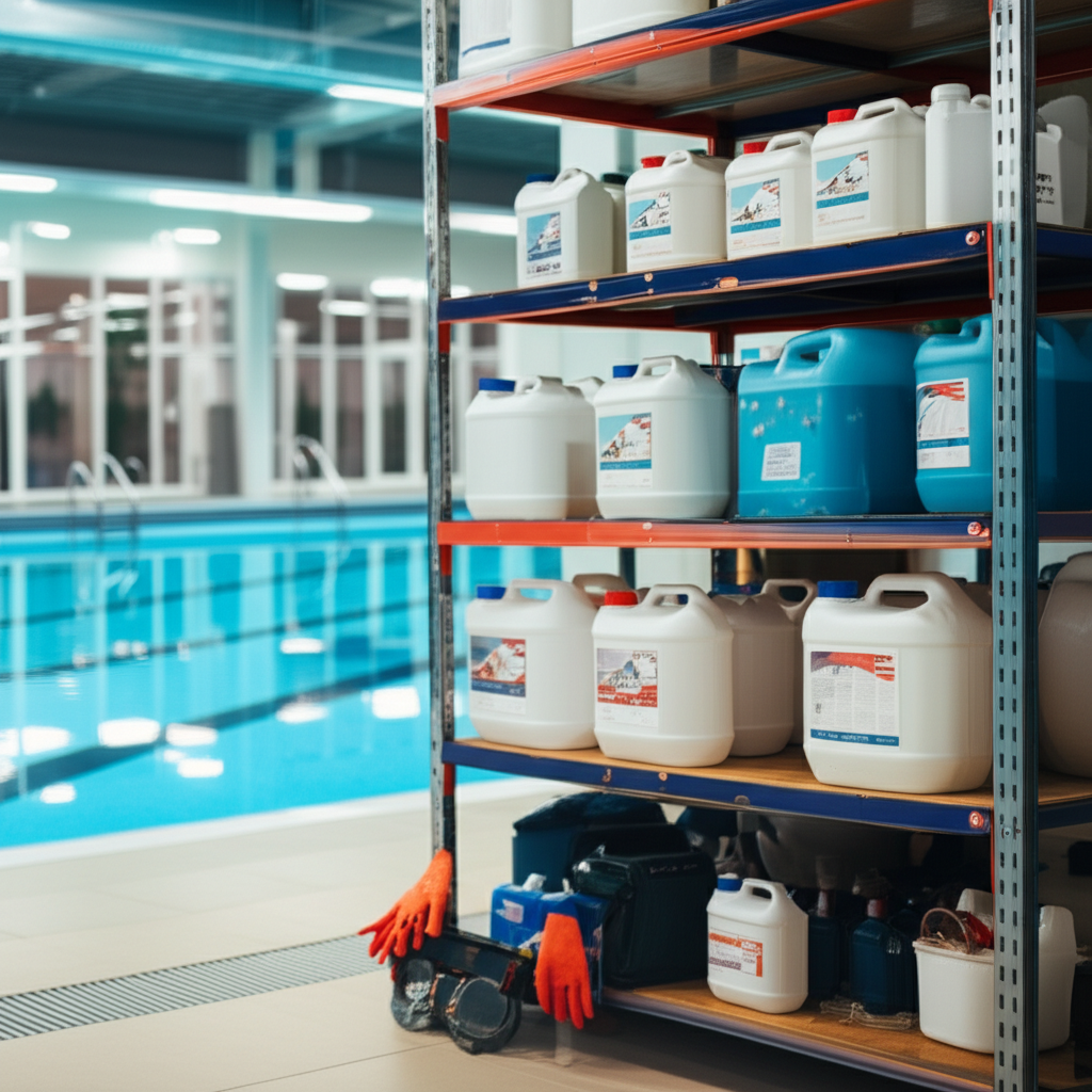 &ndash; Generate a high-quality, relevant image prompt for: Chemical Safety: Master Pool Hazards Safely
&ndash;